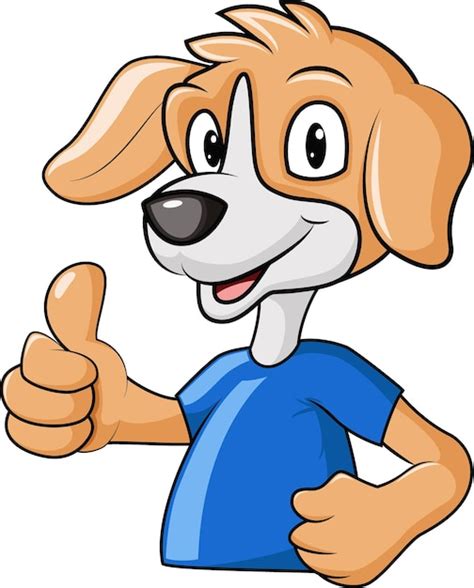 Lindo Perro De Dibujos Animados Dando Pulgar Vector Premium