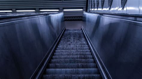 Download Wallpaper 1920x1080 Escalator Stairs Gray Construction Full
