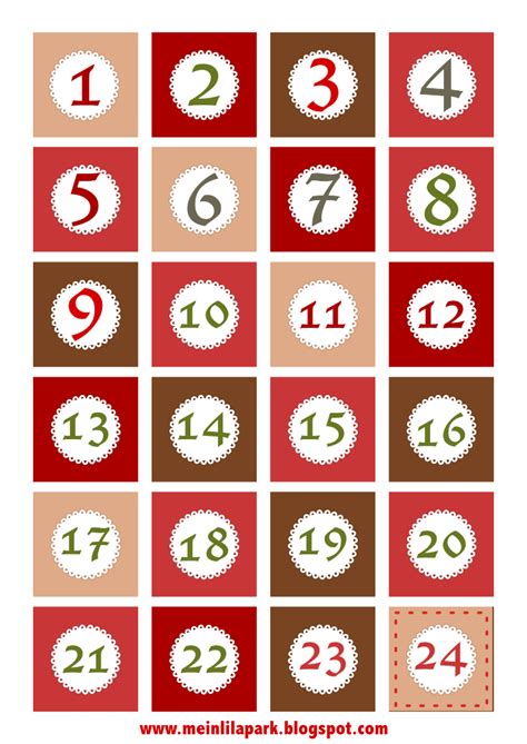Christmas Numbers 1 25 Printable