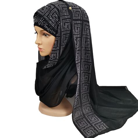 B7 10pcs Diamond Women Plain Bubble Chiffon Scarf Hijab Wrap Printe Solid Color Shawls Headband