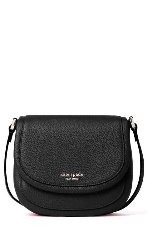 Kate Spade New York Small Roulette Leather Crossbody Bag Black