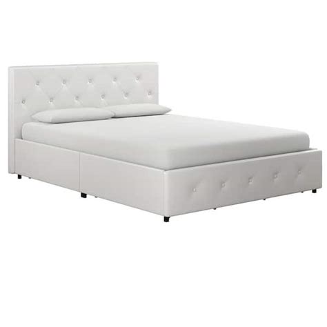 Dhp Dean White Faux Leather Upholstered Full Bed With Storage De70644