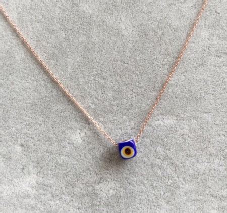 Wholesale Turkish Blue Evil Eye Glass Necklace Silver