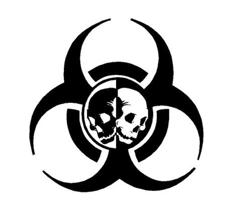 Zombie Outbreak Biohazard Symbol And Skulls Vinyl Decal Helmet Etsy