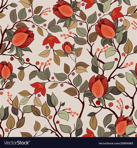 Colorful Floral Pattern Wallpaper With Big Vector Image