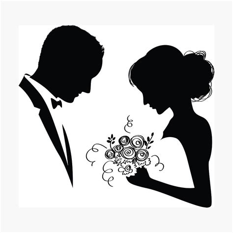 Bride And Groom Silhouette Couple Silhouette Wedding Silhouette