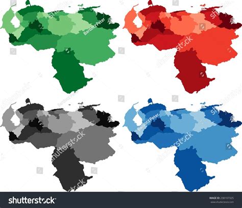 Highly Detailed Venezuela Political Map Four Stock Vektorgrafik