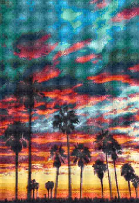 Tropical Ocean Sunset No 2 Cross Stitch Pattern Pdf Instant Etsy