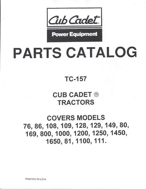 Binder Books Parts Catalog For Ih Cub Cadet Models W Serial Numbers