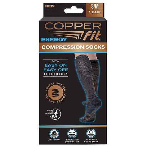 Copper Fit 20 Energy Compression Socks Sm 1 Pair As Seen On Tv