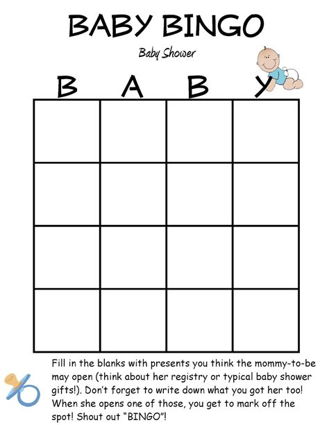 Free Baby Shower Bingo Blank Template Of Rubber Ducky