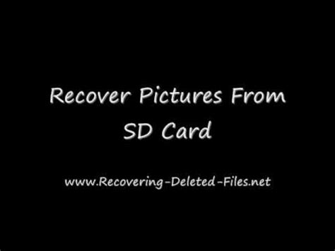 Mistaken deletion is a frequent issue and users must have options to recover their deleted pictures from their sd cards. Recover Pictures From SD Card In A FEW Clicks - YouTube