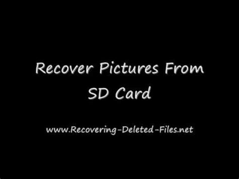 Mistaken deletion is a frequent issue and users must have options to recover their deleted pictures from their sd cards. Recover Pictures From SD Card In A FEW Clicks - YouTube