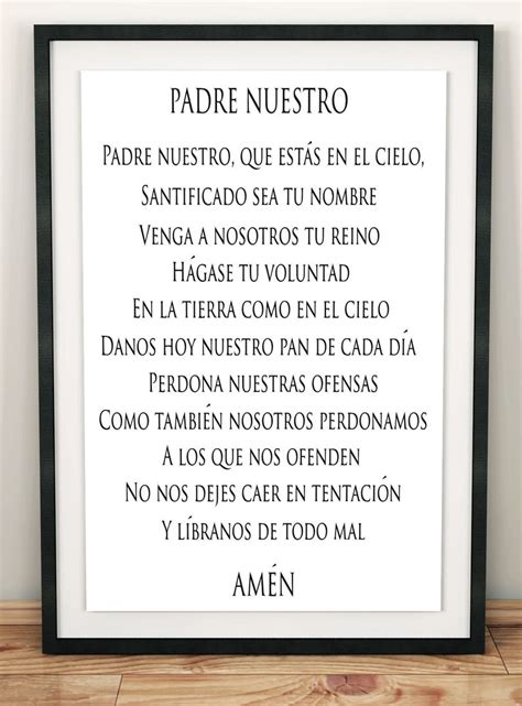 Padre Nuestro Prayer Oración Del Padre Nuestro Spanish Etsy
