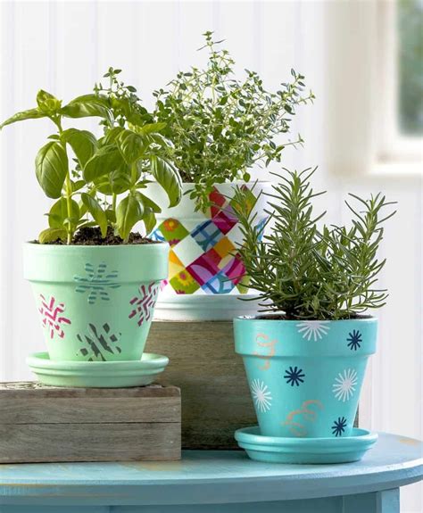 How To Decorate Clay Pots For An Herb Garden Mod Podge Rocks
