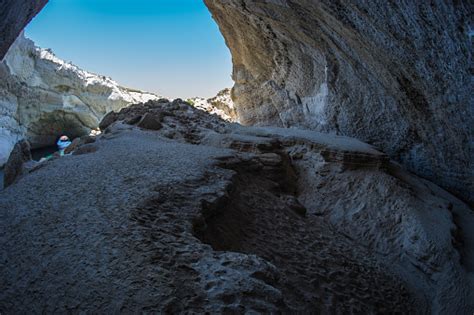 Unique Sea Cave Sykia On Island Of Milos Greece Stock Photo Download