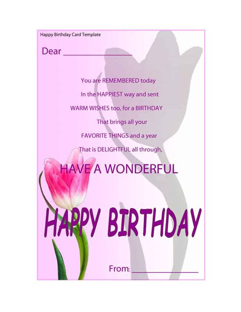 Birthday Card Template Microsoft Word
