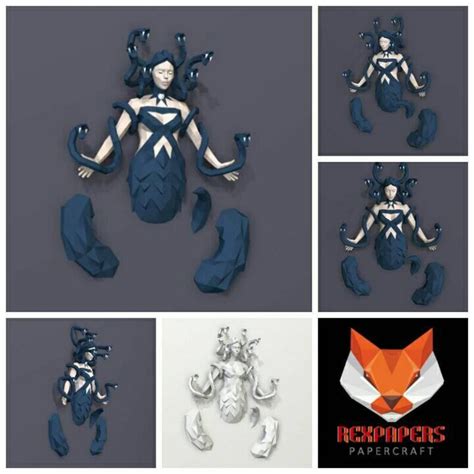 Medusa Papercraft Pdf Template Diy 3d Model Fanart Paper Etsy