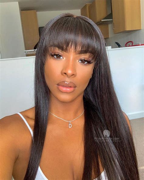 Classic Neat Bang Silky Straight Brazilian Virgin Hair Lace Front Wigs Lfw14