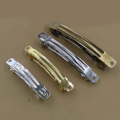 10pcs Stainless Steel Spring Hair Clips Automatic Clip Blank Setting