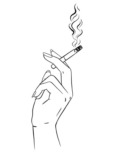 Smoking Hand Cigarette No Smoking Vector Hand Drawn Sketch Harmful To Health Health Harmful