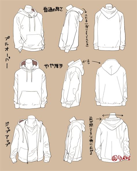 Pin By ちくちくまー On 講座＆資料 Drawing Clothes Hoodie Reference Hoodie Drawing