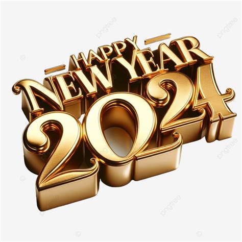 Golden Glossy Luxury Happy New Year 2024 Text Effect Logo Type 3d