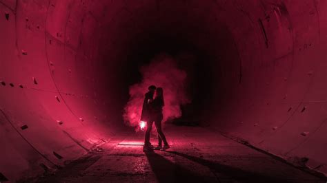 wallpaper love tunnel silhouette colored smoke pink hd picture image