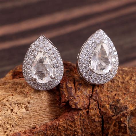 Natural Rock Crystal Earrings Stud Earrings Clear Quartz Etsy