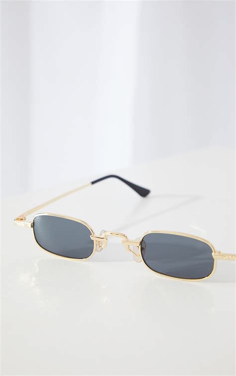 gold slim square lens sunglasses prettylittlething