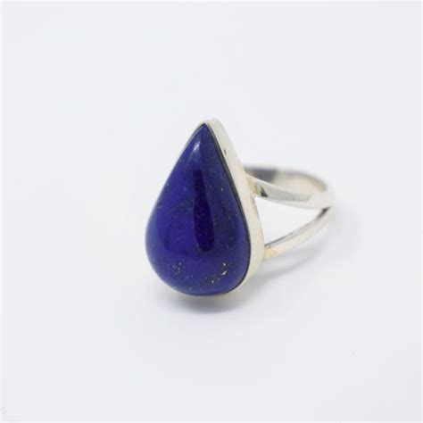 Vintage Lapis Lazuli Pear Ring Afghan Handmade Tear Gem