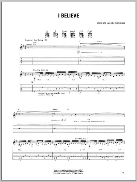 I Believe Sheet Music Joe Satriani Guitar Tab