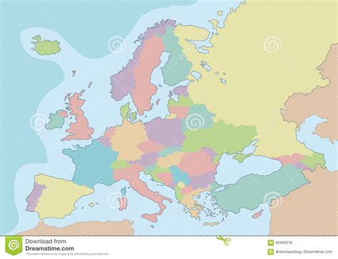 Political Blank Map Of Europe With Different Colors For Each Country