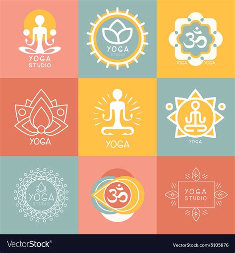 Set Of Yoga And Meditation Symbols Royalty Free Vector Image