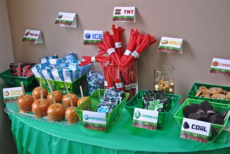 Mincraft Party Candy bar | Minecraft party, Birthday party crafts