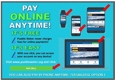 Or you can simply automate the process, and relax in the knowledge standing instructions on credit card. Join the online bill pay crowd at Pueblo Water - Pueblo Water