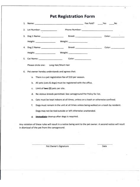 Pet Registration Form 2 Free Templates In Pdf Word Excel Download