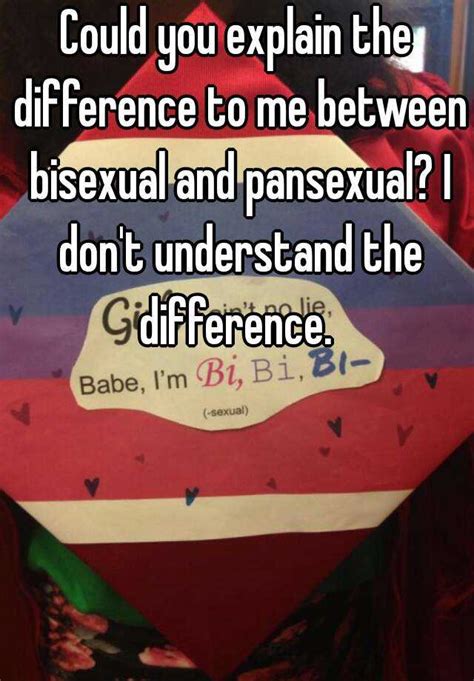 Could You Explain The Difference To Me Between Bisexual And Pansexual