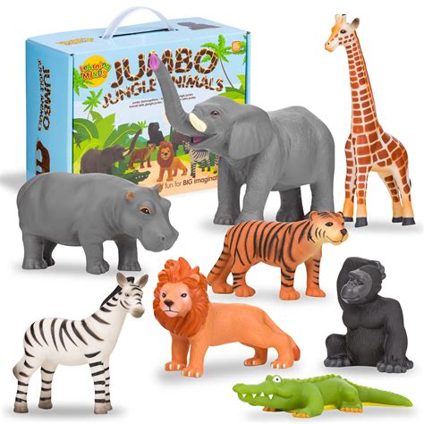 Buy Learning Minds Set Of 8 Jumbo Jungle Animal Figures Zoo Animals