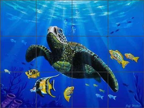Or you could use the inkjet like a normal person. Hawaiian Turtle by Jeff Wilkie Ceramic Tile Mural - POV ...