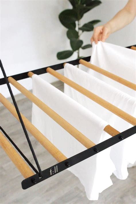 Decide how high your rack needs to be and cut 2 extra pieces of chain to attach to the middle of each side chain. Laundry Drying Rack Ceiling Mounted Clothes Drying Rack ...