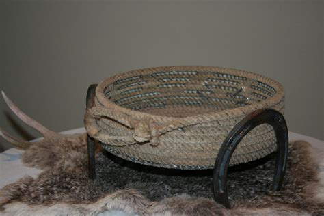 Western Cowboy Lariat Rope Basket With Horseshoes From Plus Z Etsy