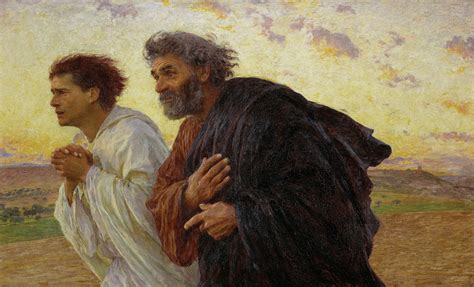 Pedro y Juan corriendo al sepulcro de Eugène Burnand Marie De Magdala