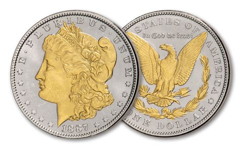1887 P Morgan Silver Dollar Bu Wselect Gold Plating