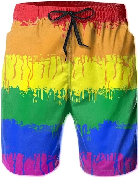 men s board shorts quick dry lgbt gay lesbian flag 3d print swim pants with drawstring amazon