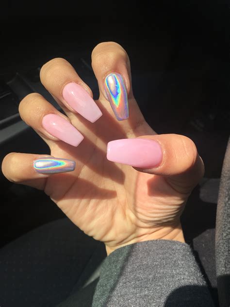 holographic pink nails the shoot