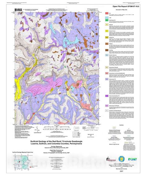 Map Surficial Geology Of The Red Rock 75 Minute Quadrangle Luzerne