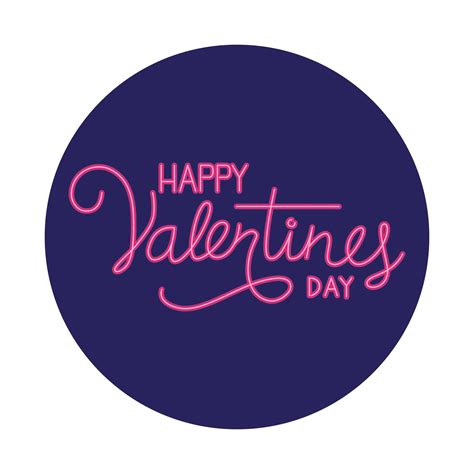 Happy Valentines Day Label In Neon Light Valentine Day 1943013 Vector