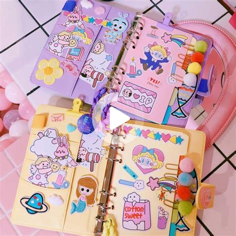 Diy Decorative Organizer Journal Binder Cover Pastel Cartoon Comics