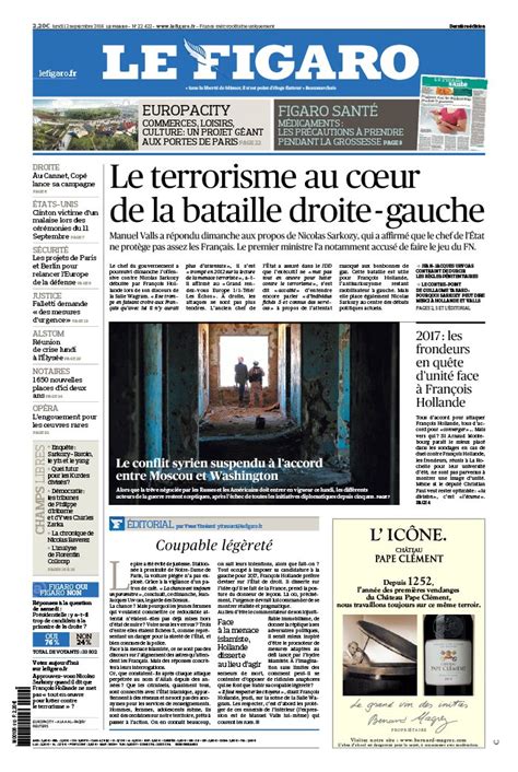 Le Figaro N°22422 Du 12 Septembre 2016 à Télécharger Sur Ipad